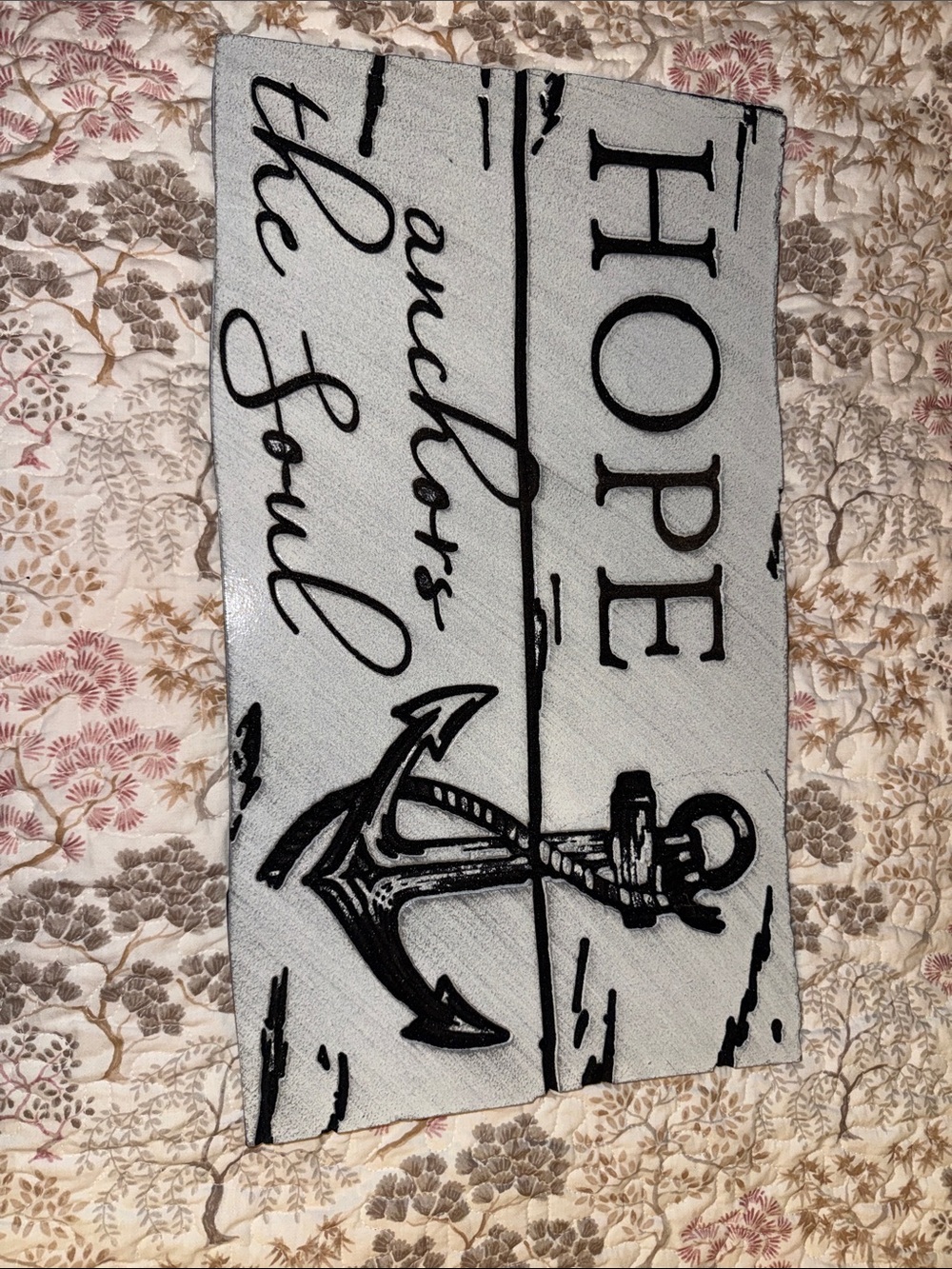 Hope Anchors The Soul Decorative Bath Mat - Black on White